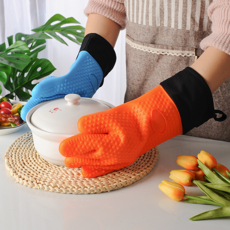 Oven Mitt Silicone - 1/2 Piezas Guantes de Silicona Antideslizantes